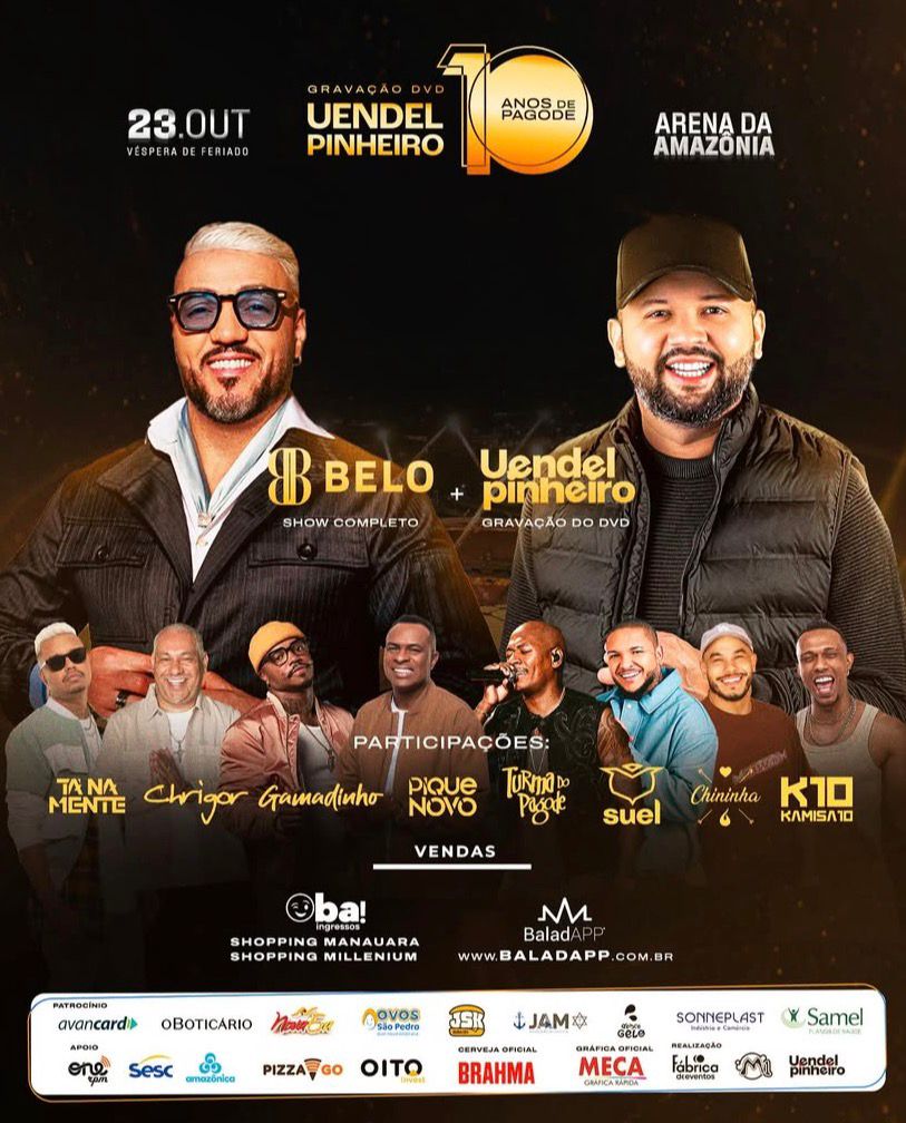 Falta pouco para o grande dia, a Gravação do DVD 10 anos de pagode do Uendel Pinheiro e o show completo do Belo